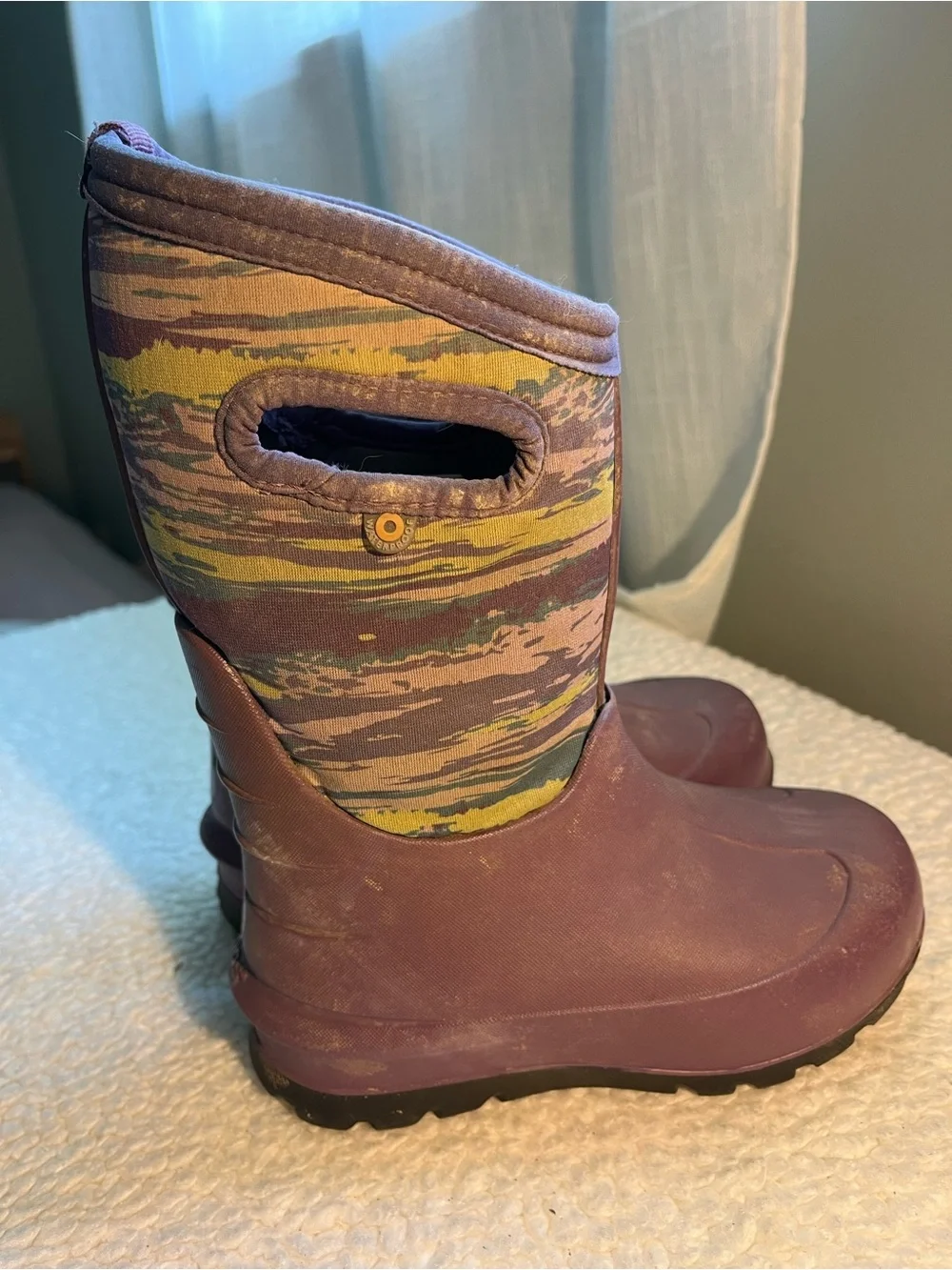 BOGS Kids Purple Camo Pull-On Rain/Snow Boots- size 13